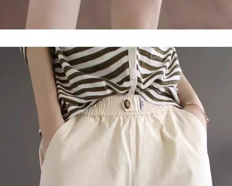 레트로 모래 워시 면 린넨 스트레이트 팬츠 여성 여름 루즈핏 다용도 오부 바지 반바지 상세 이미지 6