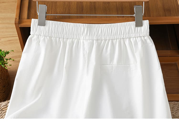 실사 문예 순면 캐주얼 바지 여성 루즈핏 허리밴드 단색 넓은 다리 슬림해 보이는 오부 바지 여름 상세 이미지 18