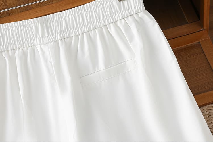 실사 문예 순면 캐주얼 바지 여성 루즈핏 허리밴드 단색 넓은 다리 슬림해 보이는 오부 바지 여름 상세 이미지 19
