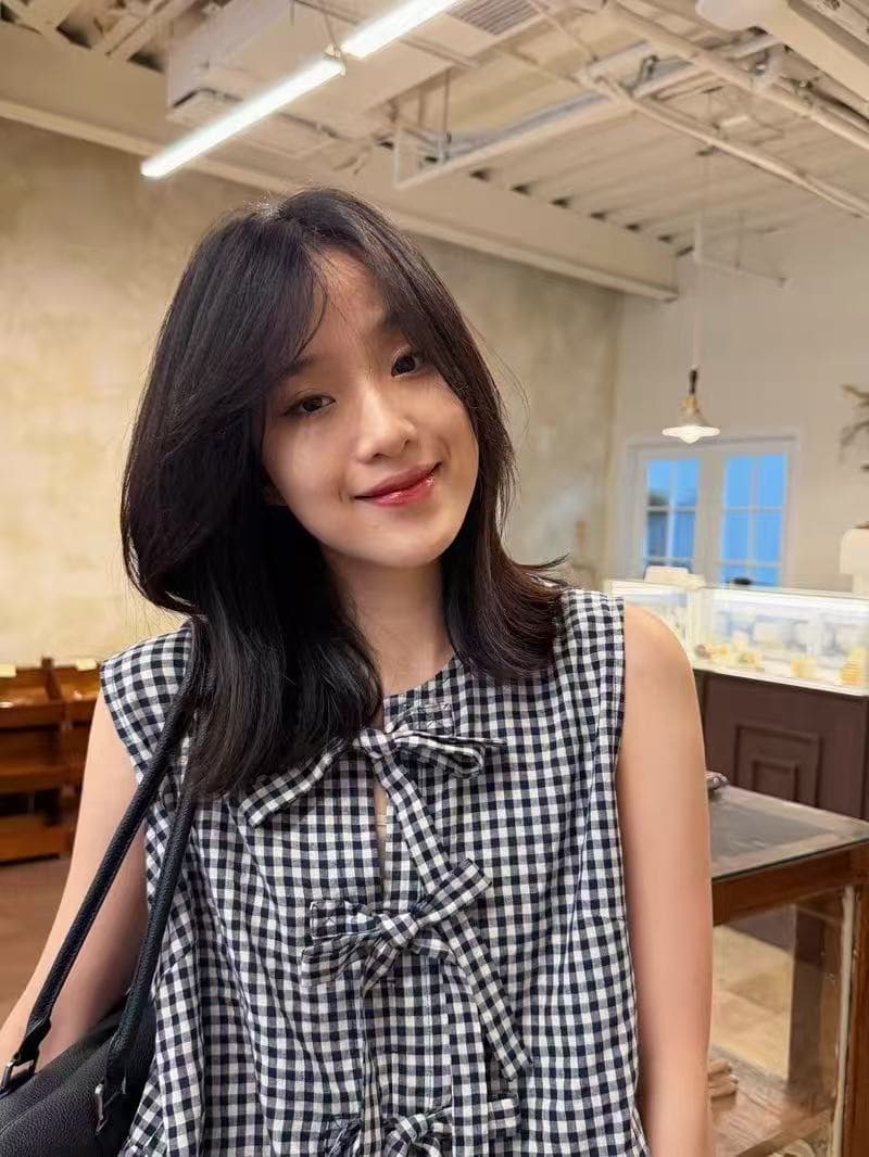 프랑스식 레트로 소녀 센스 나비 매듭 흑인과 백인 체크무늬 장난기 넘치는 프릴 인형 셔츠 이미지 2