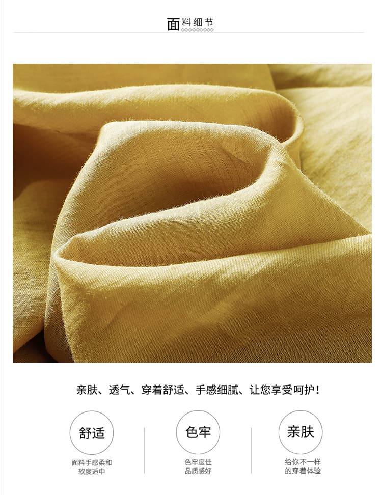 실사 2026 여름 라미 무거운 작업 자수 라운드 넥 7부 소매 셔츠 다용도 얇고 가벼운 중식 셔츠 여성 상세 이미지 7