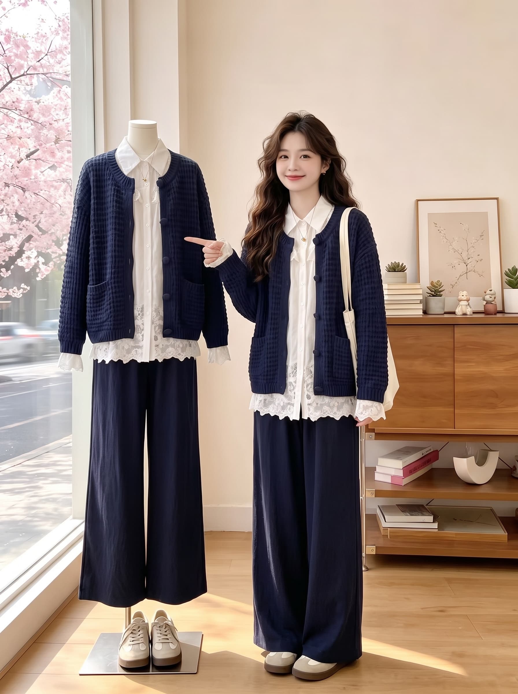 프랑스식 레트로 황색 스웨터 여성 코트 가을 2026 새로운 빅 사이즈 지방 mm 루즈핏 느긋한 니트 스웨터 맨위 이미지 2