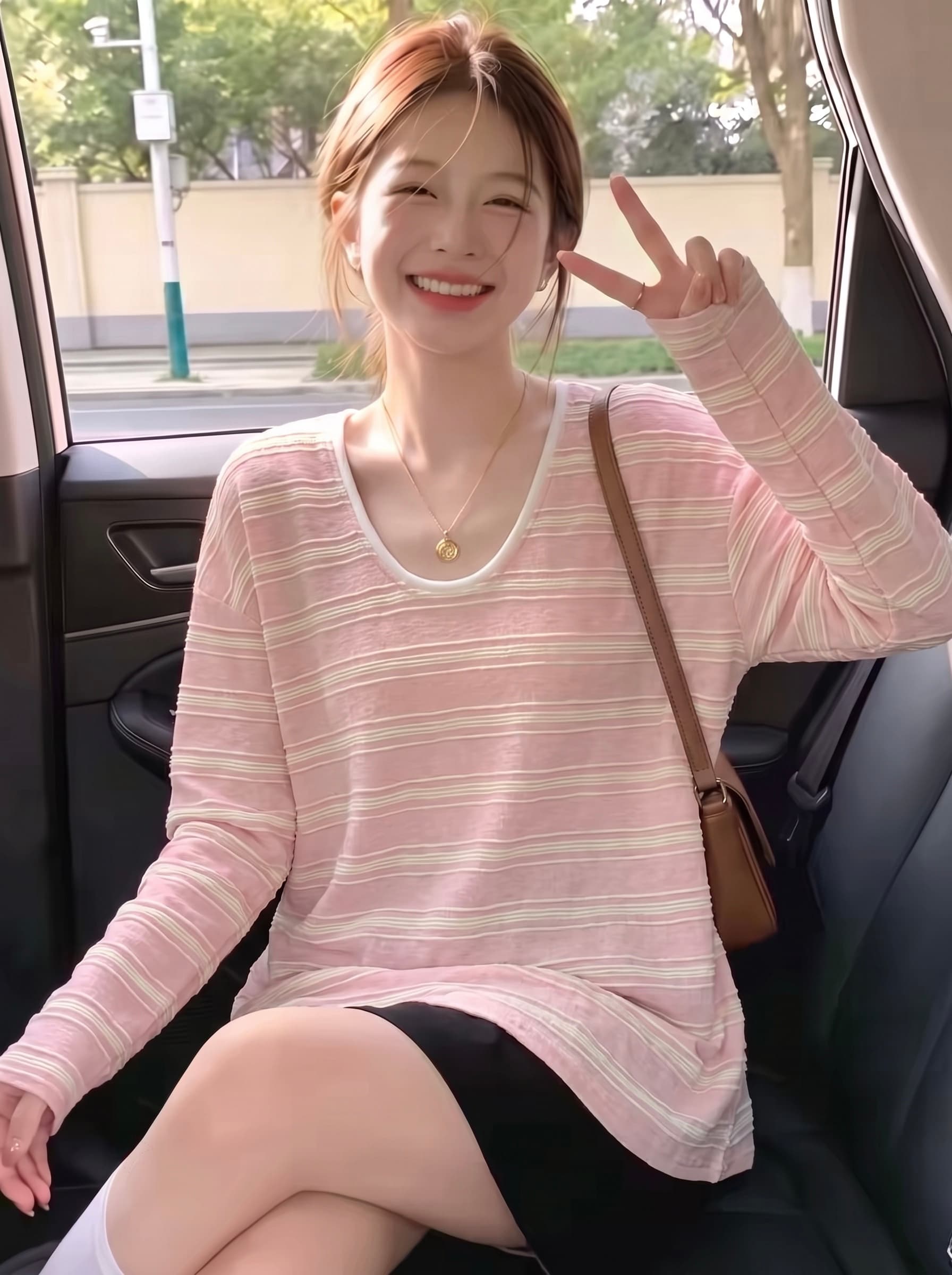 한 부서 느긋한 바람 착용 잡아라. 의류 여성 가을 2026 새로운 루즈핏 다용도 패치워크 색상 스트라이프 니트 긴 소매 티셔츠 상세 이미지 4