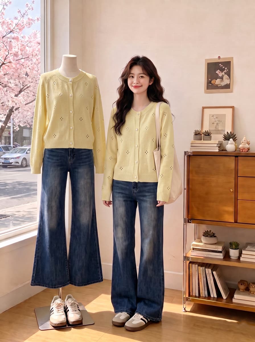 부드러운 찹쌀 홀로우 아웃 니트 오픈 가디건 여성 2026 새로운 가을 한 부서 루즈핏 다용도 스웨터 코트 고급 센스 맨위 상세 이미지 8