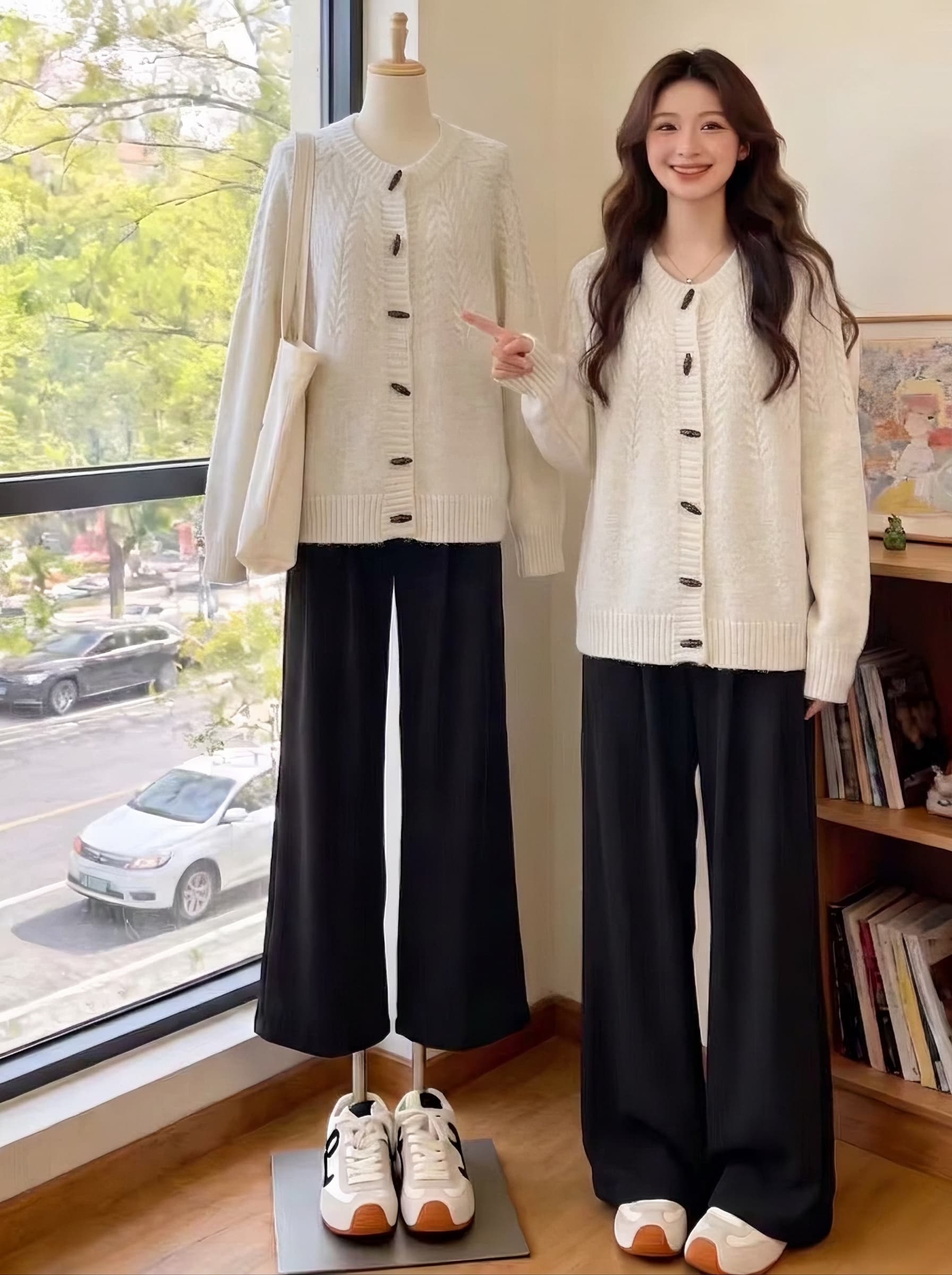 부드러운 바람 달콤함 꽃 자수 스웨터 오픈 가디건 여성 봄 가을 느긋한 루즈핏 다용도 니트 재킷 부드러운 찹쌀 맨위 상세 이미지 7
