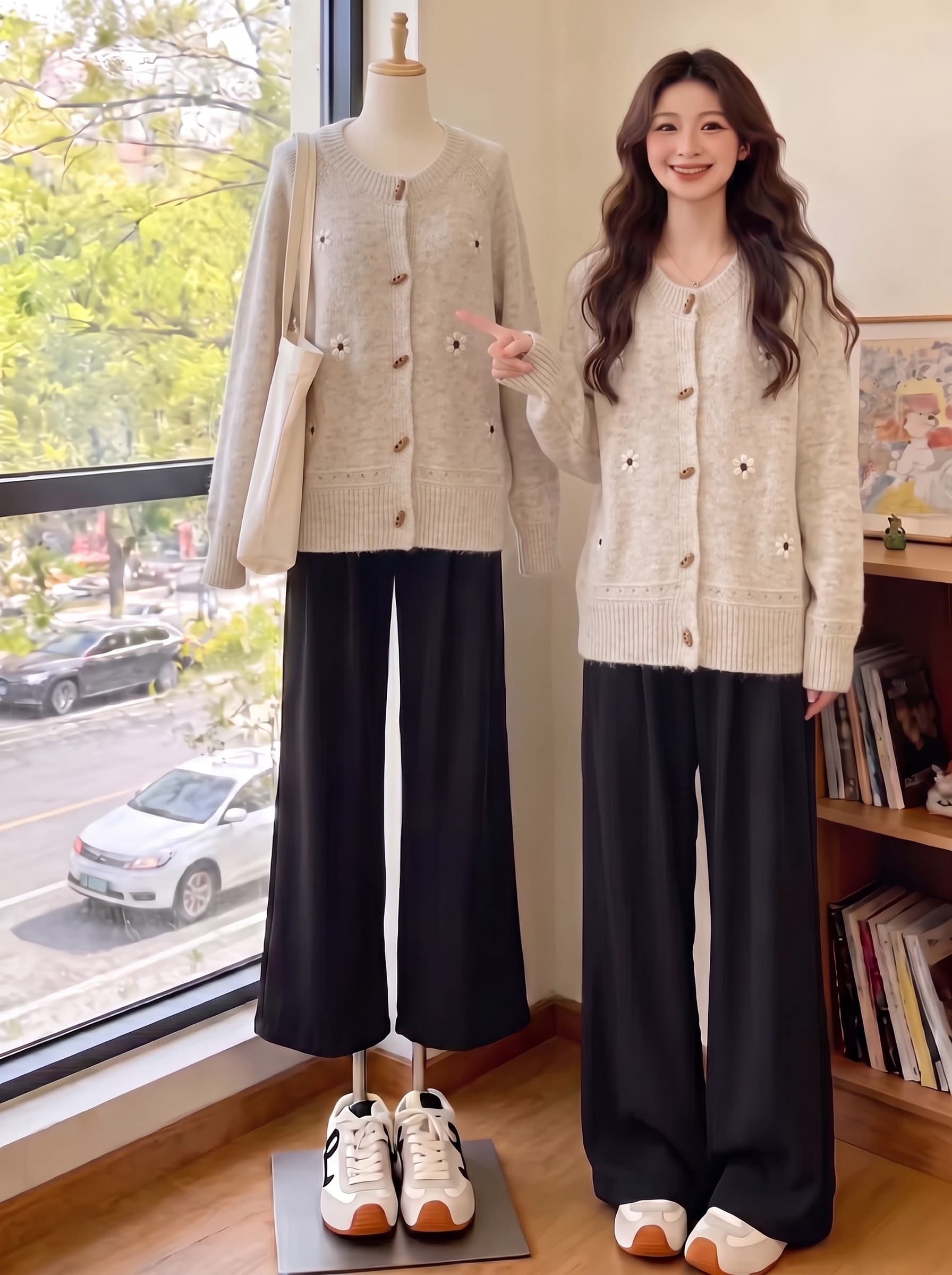 수공 자수 부드러운 찹쌀 스웨터 오픈 가디건 여성 이른 봄 한 부서 분위기 센스 자수 맨위 느긋한 바람 니트 스웨터 재킷 상세 이미지 10