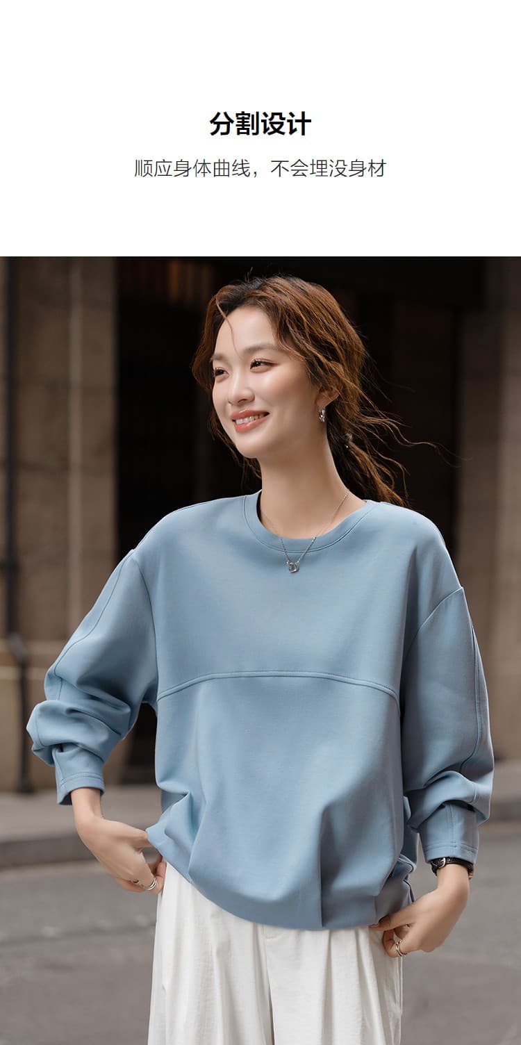 부드러운 빈 가스 층 봄 품격 라운드 넥 디자인 센스 분할 플리츠 넓은 어깨 종류 작은 키 여성 후드티 상세 이미지 13