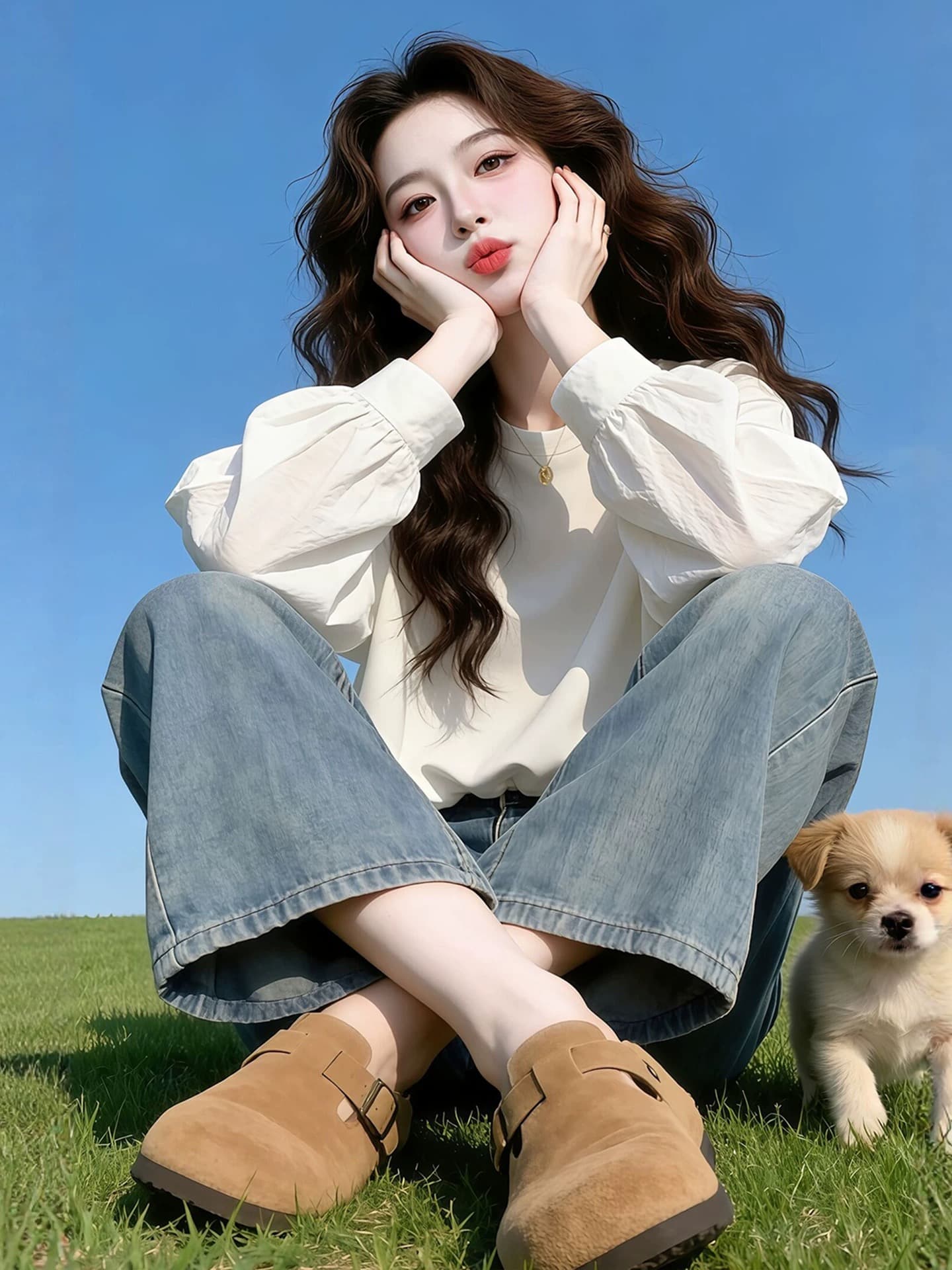 화이트 허리 수축 레이스업 루즈핏 외부 가져 가라. 긴팔 티셔츠 여성 2026 가을 프랑스식 아름다운 아름다운 디자인 센스 맨위 이미지 2