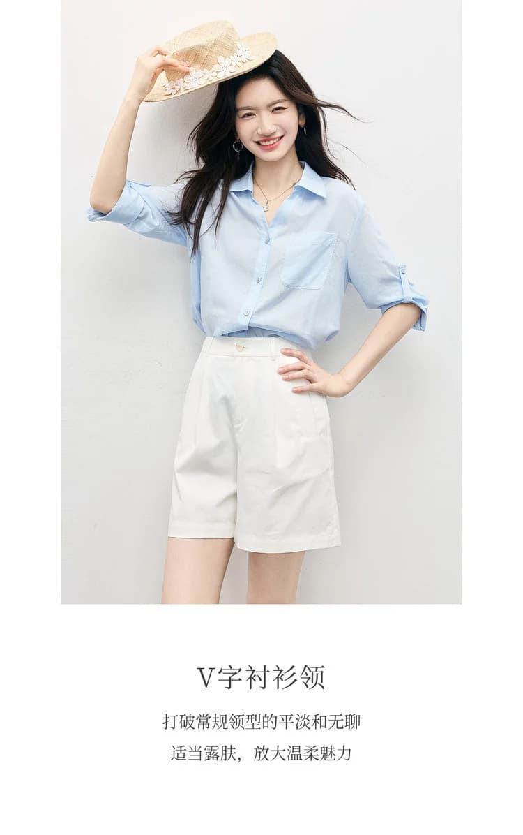 라이 경기 서울 박하 작은 차가운 셔츠 26 출퇴근 캐주얼 v 단어 셔츠 칼라 袢 소매 맨위 상세 이미지 3