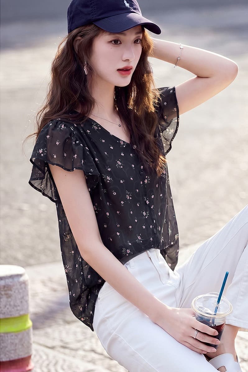 품격 캐주얼 슬림해 보이는 맨위 26 여름 패션 외국 가스 꽃무늬 반팔 풀오버 셔츠 이미지 6