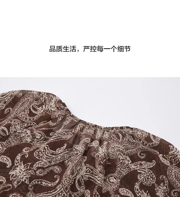가을 문예 바람 라운드 넥 프린트 여성 셔츠 프릴 쉬폰 루즈핏 슬림해 보이는 작은 키 품격 작은 셔츠 상세 이미지 14