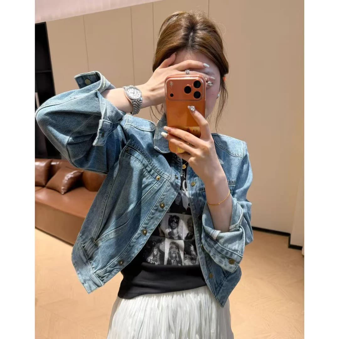 콩 추천 262619 봄 패션 한국 스타일 파란색 데님 재킷 쇼트 스타일 외국 가스