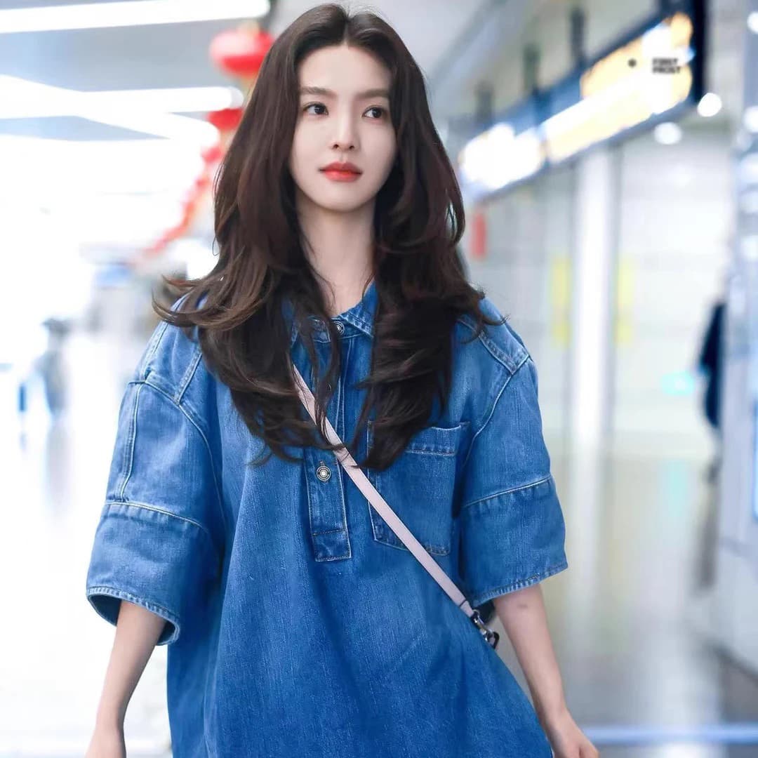 챕터 만약 난 스타 같은 단락 2026 새로운 워싱 데님 여성 드레스 봄 프랑스식 레트로 셔츠 미니 스커트 상세 이미지 2
