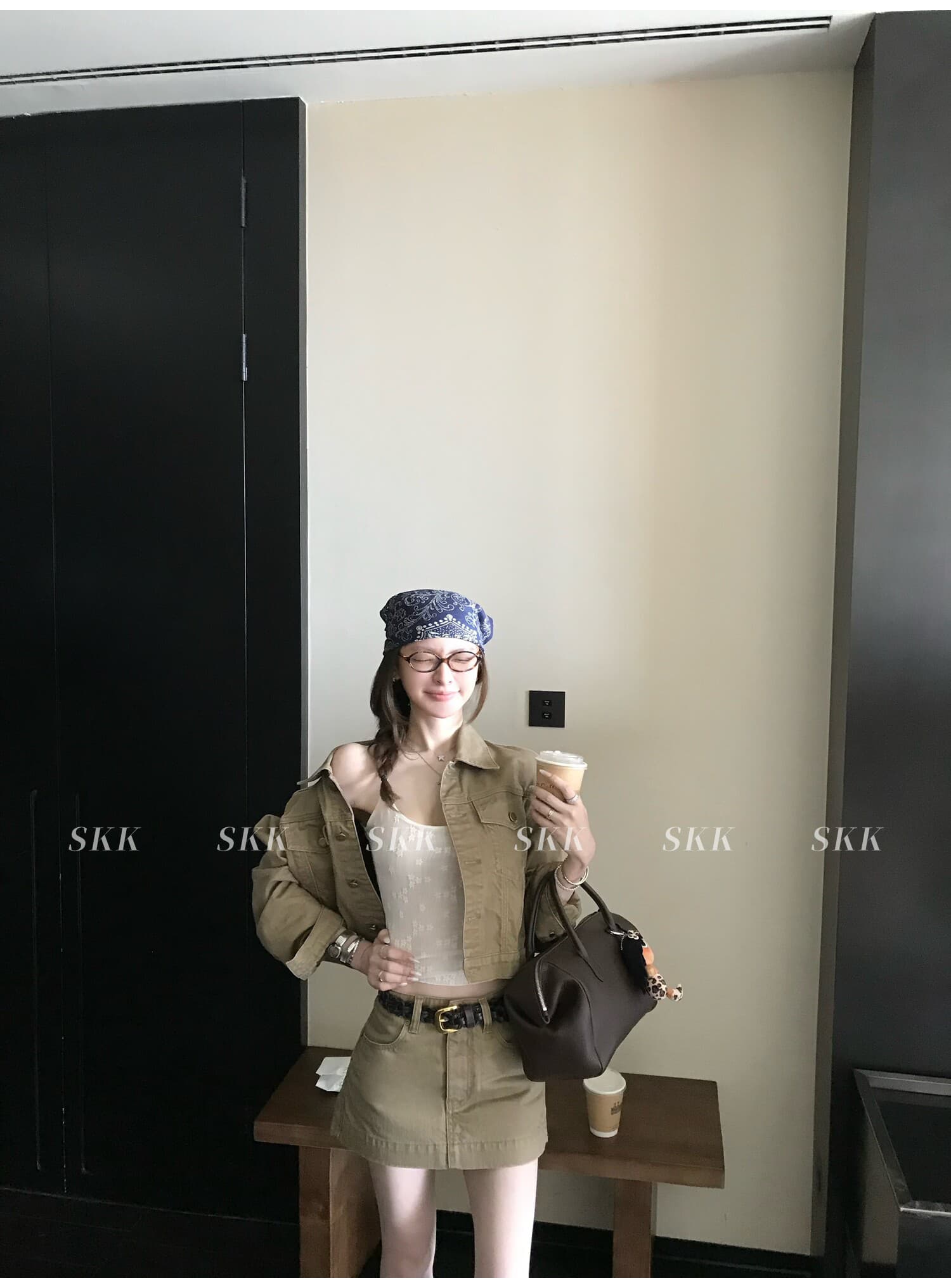 skk store 느슨함 타닌 핫걸 워싱 블루 면 부드러운 느슨함 자기 접촉 데님 재킷 미니 스커트 세트 여성 상세 이미지 31