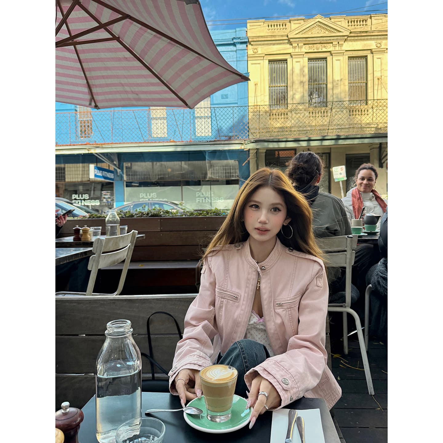 tongiiuu 아메리칸 게이머 레트로 워싱 스탠드 칼라 긍정적 인 어깨 짧은 외투 여성 짧은 캐주얼 재킷 맨위 가을 이미지 2