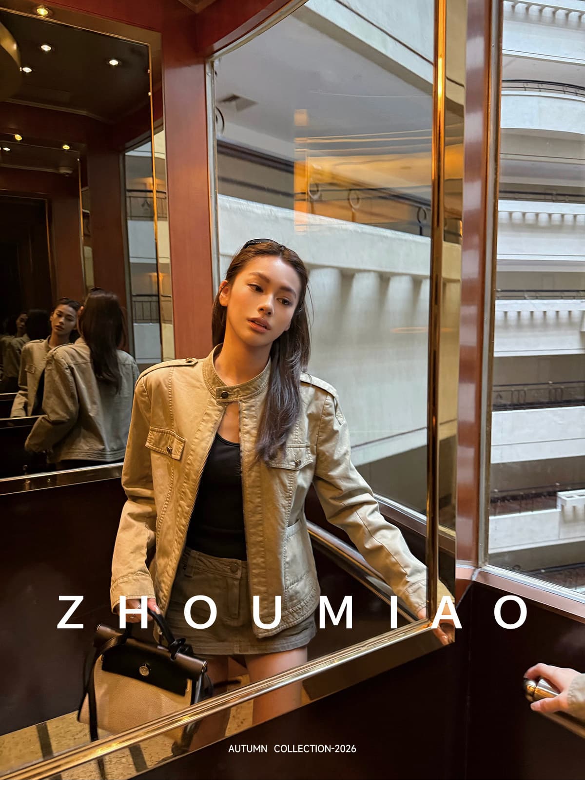 주 淼 zhoumiao 아메리칸 vtg 니켈 맛 레트로 마 오래된 오토바이 짧은 여성 코트 스탠드 칼라 워크웨어 재킷 상세 이미지 31
