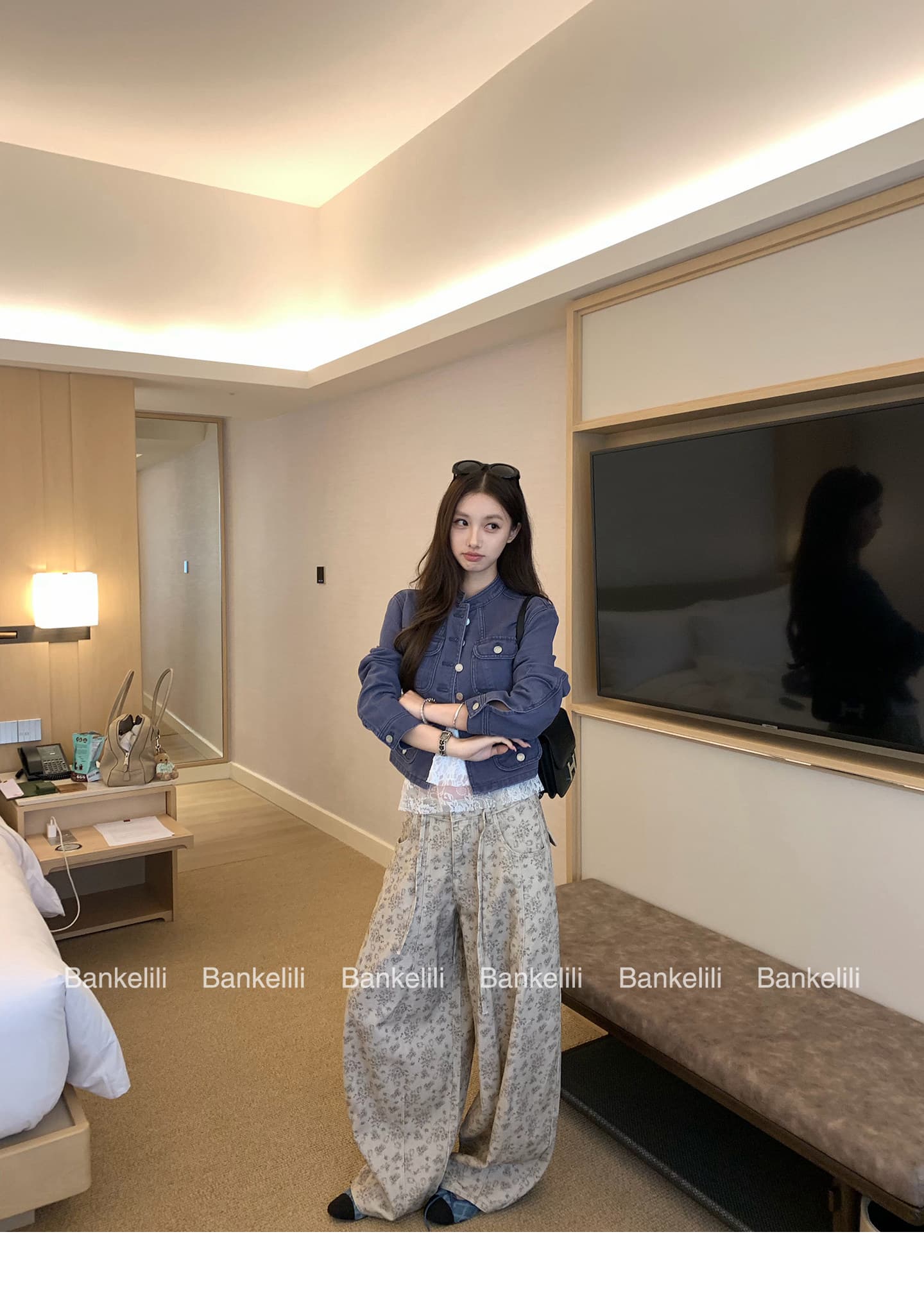 밤나무 코코아 bankelili 파란색 ~ 중 수집 레트로 워싱 순면 스탠드 칼라 기타 주머니 데님 재킷 상세 이미지 32