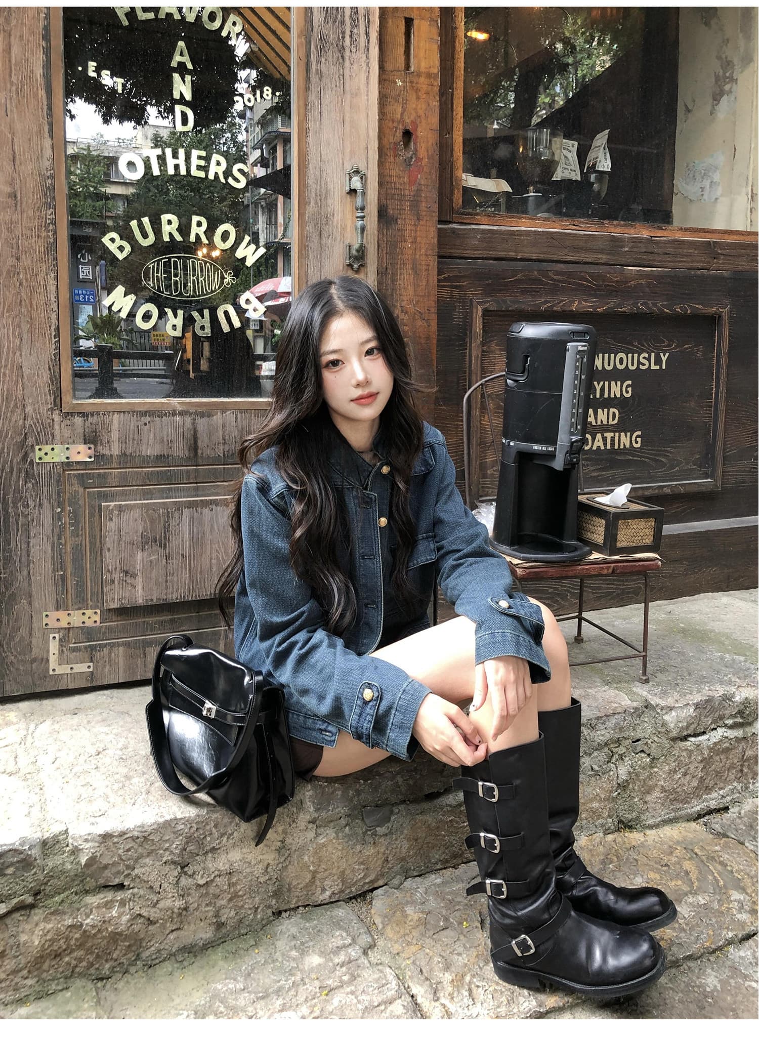6 월 苒 파란색 데님 재킷 봄 가을 워싱 루즈핏 작은 키 쇼트 스타일 중 고대 돈 바람 재킷 얇은 스타일 상세 이미지 19
