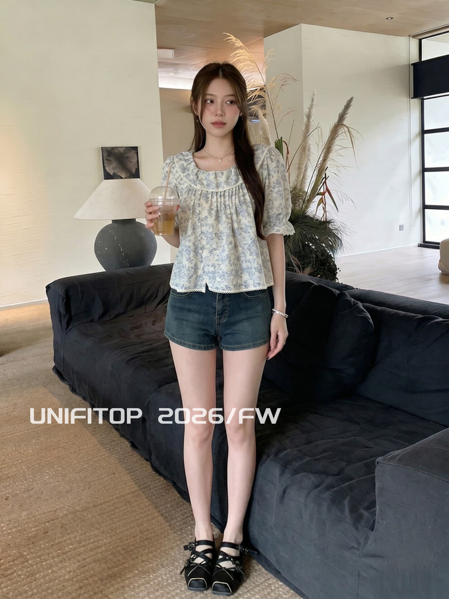 블루 아이리스 레이스 레이스 맨위 여름 새로운 휴가 바람 분위기 센스 루즈핏 조끼 작은 셔츠 상세 이미지 2