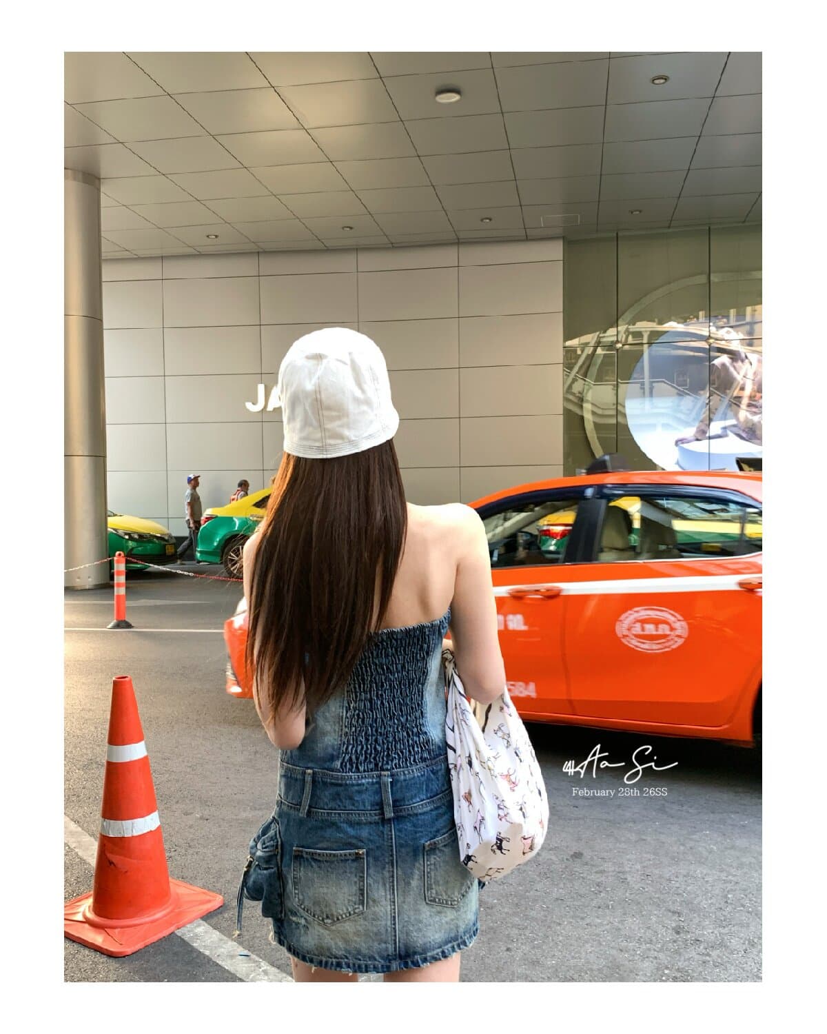 쇼 와 블루 아메리칸 고대 복장 센스 표지 고기 슬림해 보이는 백리스 행침 목 칼라 데님 드레스 상세 이미지 12