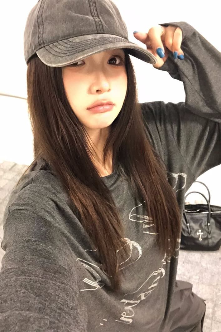 실사 정가 느긋한 바람 루즈핏 다용도 회색 핫픽스 알파벳 긴팔 티셔츠 회색 워크웨어 팬츠 세트 이미지 6