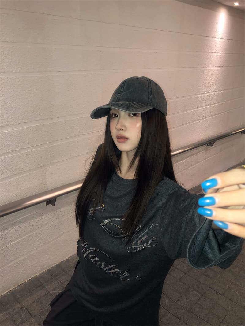 실사 정가 느긋한 바람 루즈핏 다용도 회색 핫픽스 알파벳 긴팔 티셔츠 회색 워크웨어 팬츠 세트 상세 이미지 11