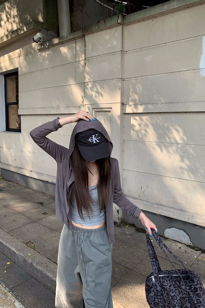 있음 선적 실사 고급 회색 기초 긴팔 후드 오픈 가디건 작은 외투 회색 슬립 육군 녹색 워크웨어 팬츠 이미지 6