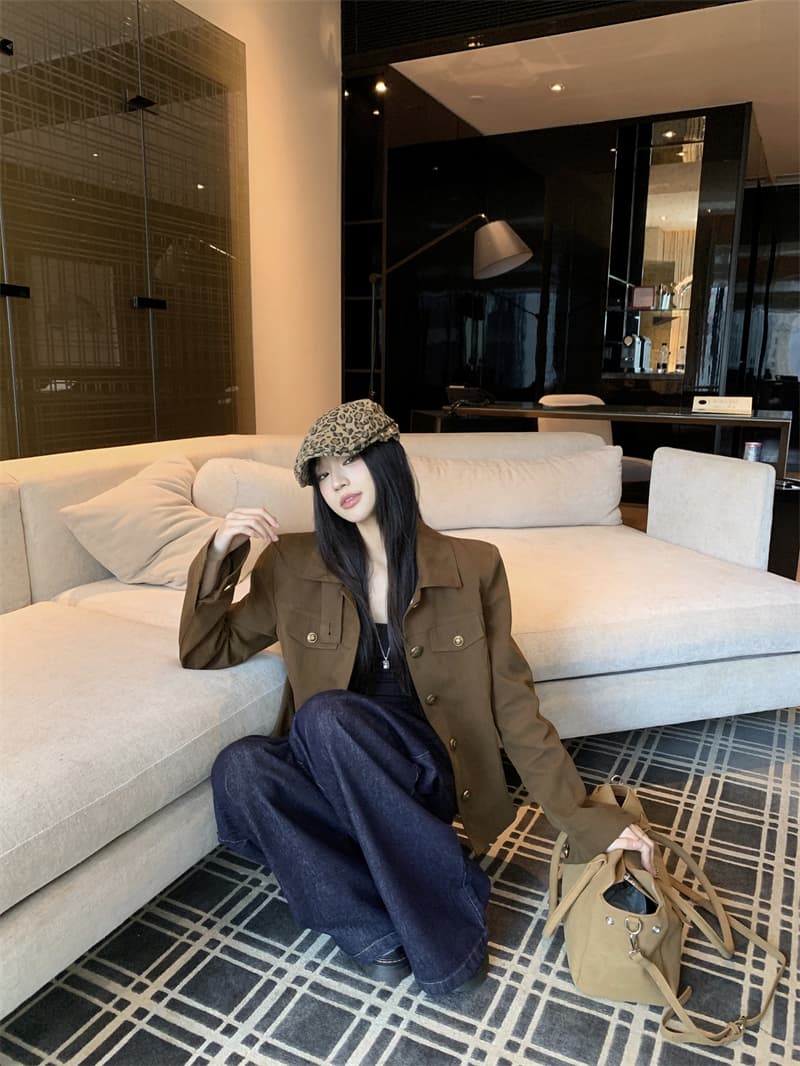 실사 정가 작은 대중 디자인 섹션 폴로 칼라 프로필 모양 공예 재킷 다용도 워크웨어 바람 재킷 맨위 상세 이미지 12