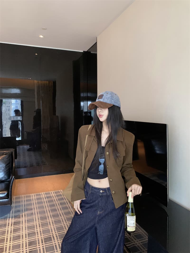 실사 정가 작은 대중 디자인 섹션 폴로 칼라 프로필 모양 공예 재킷 다용도 워크웨어 바람 재킷 맨위 상세 이미지 20