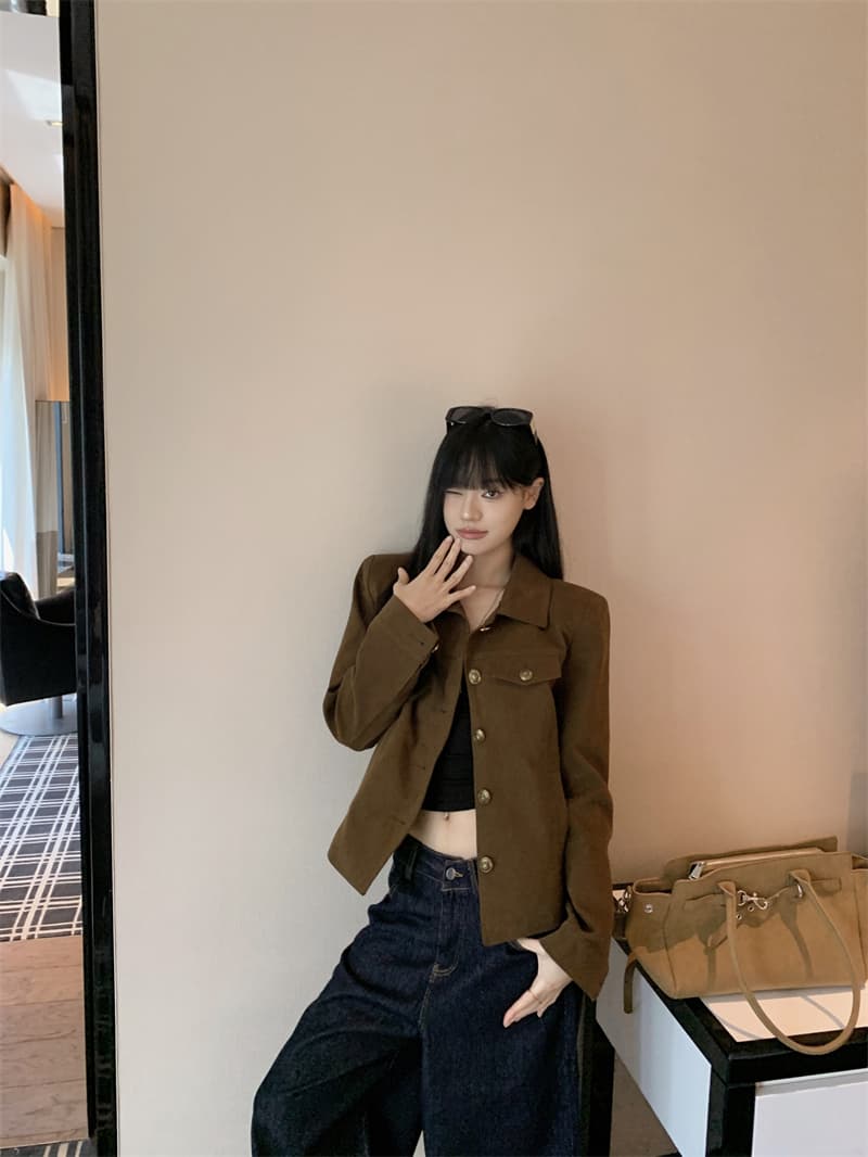 실사 정가 작은 대중 디자인 섹션 폴로 칼라 프로필 모양 공예 재킷 다용도 워크웨어 바람 재킷 맨위 상세 이미지 26