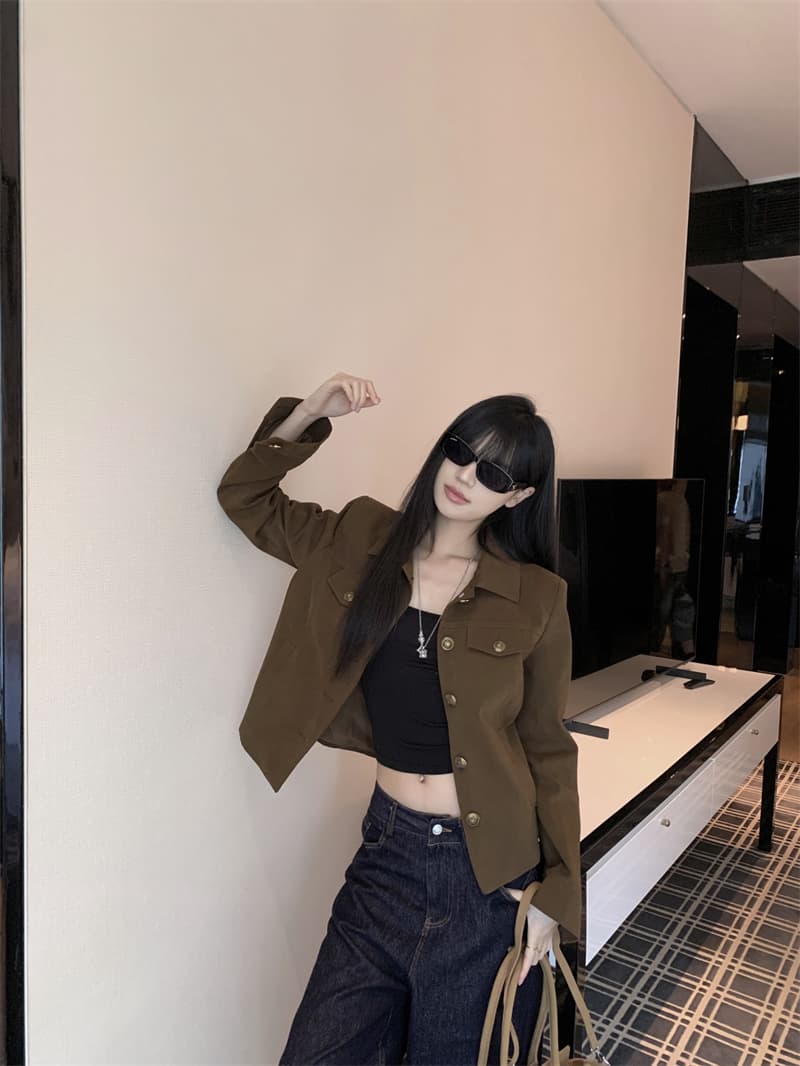 실사 정가 작은 대중 디자인 섹션 폴로 칼라 프로필 모양 공예 재킷 다용도 워크웨어 바람 재킷 맨위 상세 이미지 27