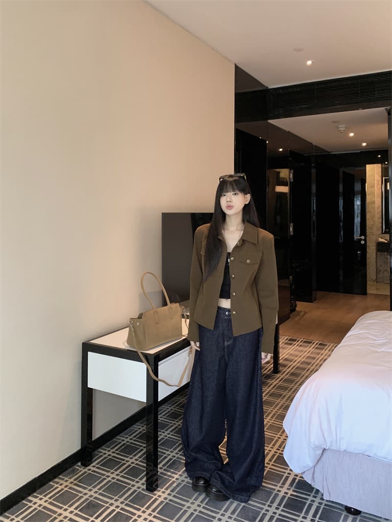 실사 정가 작은 대중 디자인 섹션 폴로 칼라 프로필 모양 공예 재킷 다용도 워크웨어 바람 재킷 맨위 상세 이미지 29