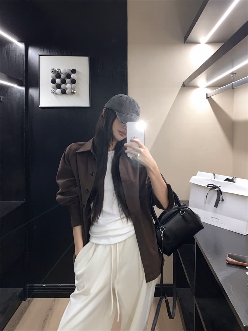 있음 선적 실사 이른 가을 느긋한 바람 아름다움 라드. 색상 시스템 두꺼움 극중 플러시 표면 프린트 셔츠 맨위 상세 이미지 21