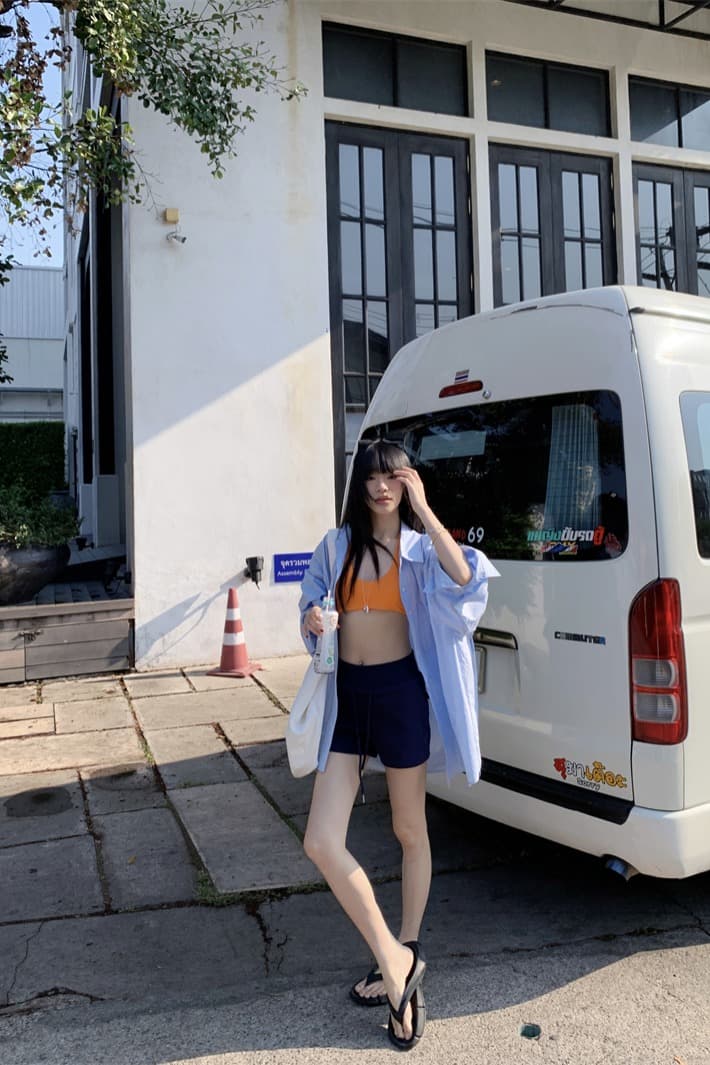 실사 정가 남자 친구 바람 여름 여행 필수 긴팔 블루 스트라이프 자외선 차단 대 에디션 셔츠 이미지 6