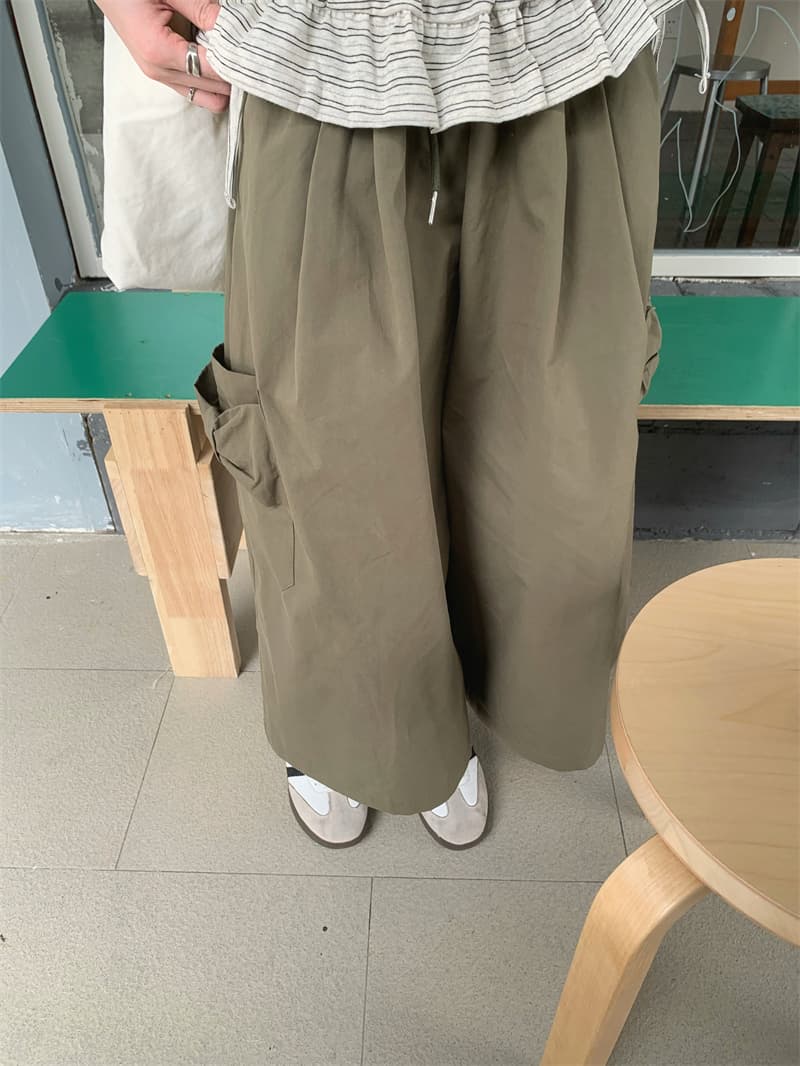 있음 선적 실사 한 국풍 연령 감소 스트라이프 밑단 펌프 로프 반팔 티셔츠 육군 녹색 캐주얼 8 분 바지 세트 상세 이미지 8
