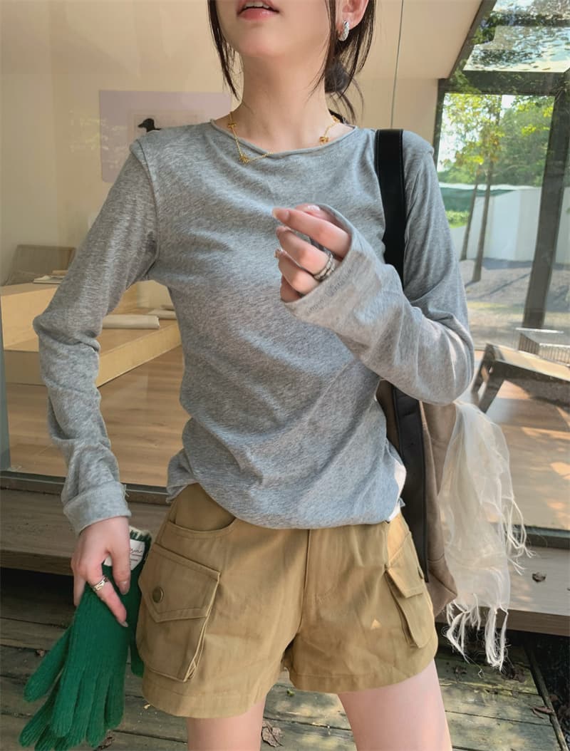 있음 선적 실사 이른 가을 폴로 칼라 중간 길이 더블 문 襟 카키 재킷 재킷 만나는 티셔츠 카키 반바지 상세 이미지 14
