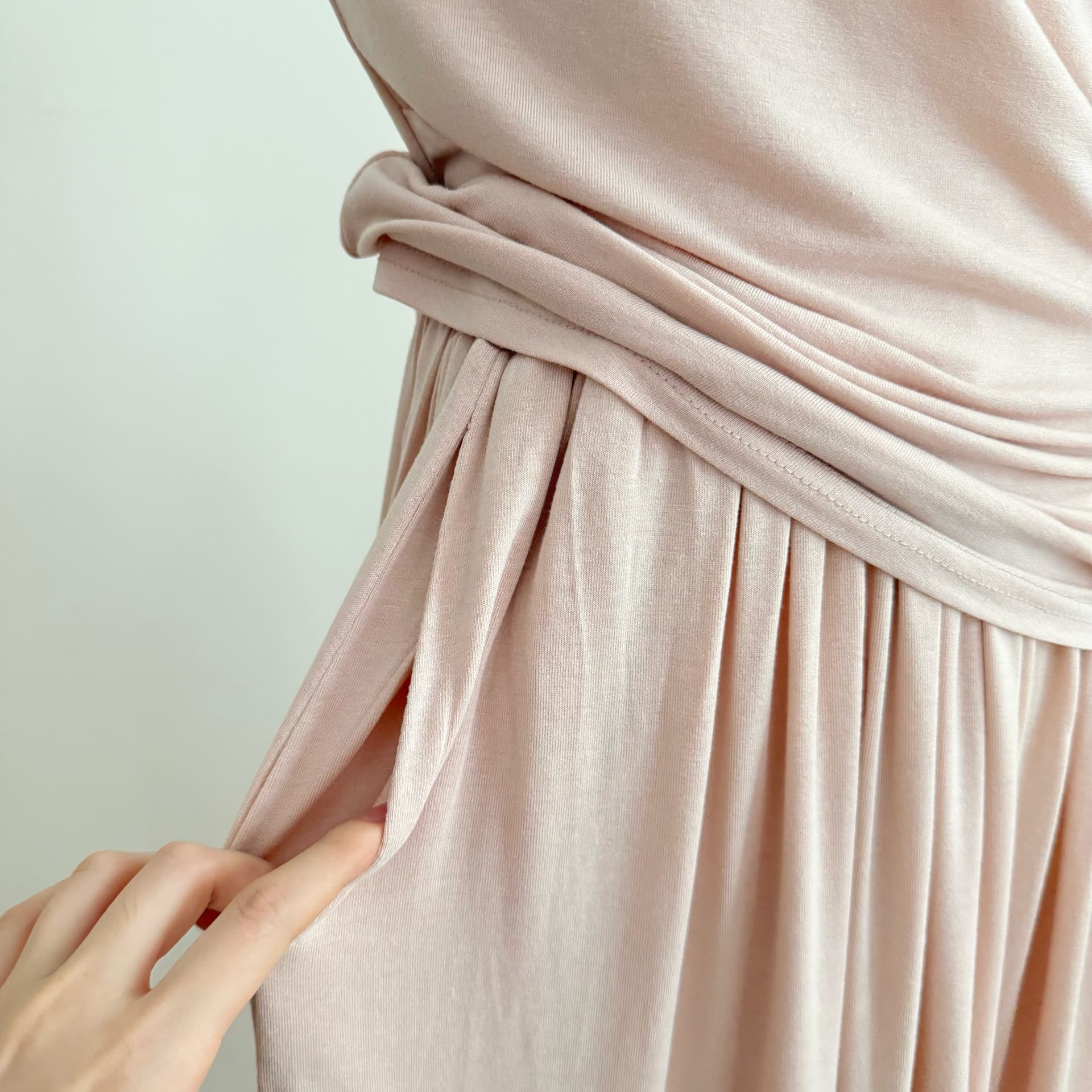 흔들어서 톤 공기 구름 센스 얼음 산소 수퍼 모델 모달 흔들다 칼라 맨위 허리 핀치 Pleat 롱 스커트 여성복 상세 이미지 8