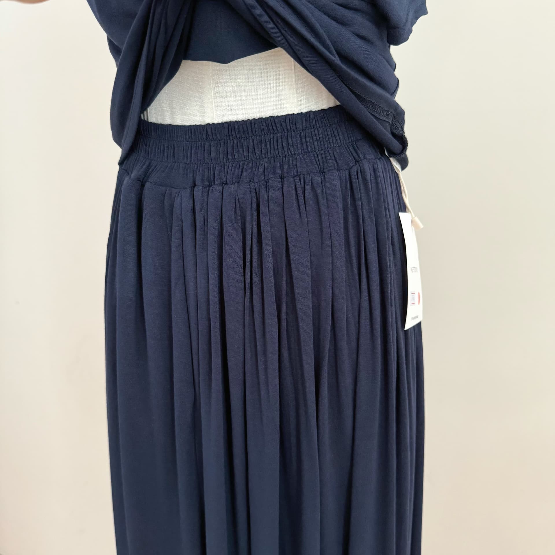 흔들어서 톤 공기 구름 센스 얼음 산소 수퍼 모델 모달 흔들다 칼라 맨위 허리 핀치 Pleat 롱 스커트 여성복 상세 이미지 11