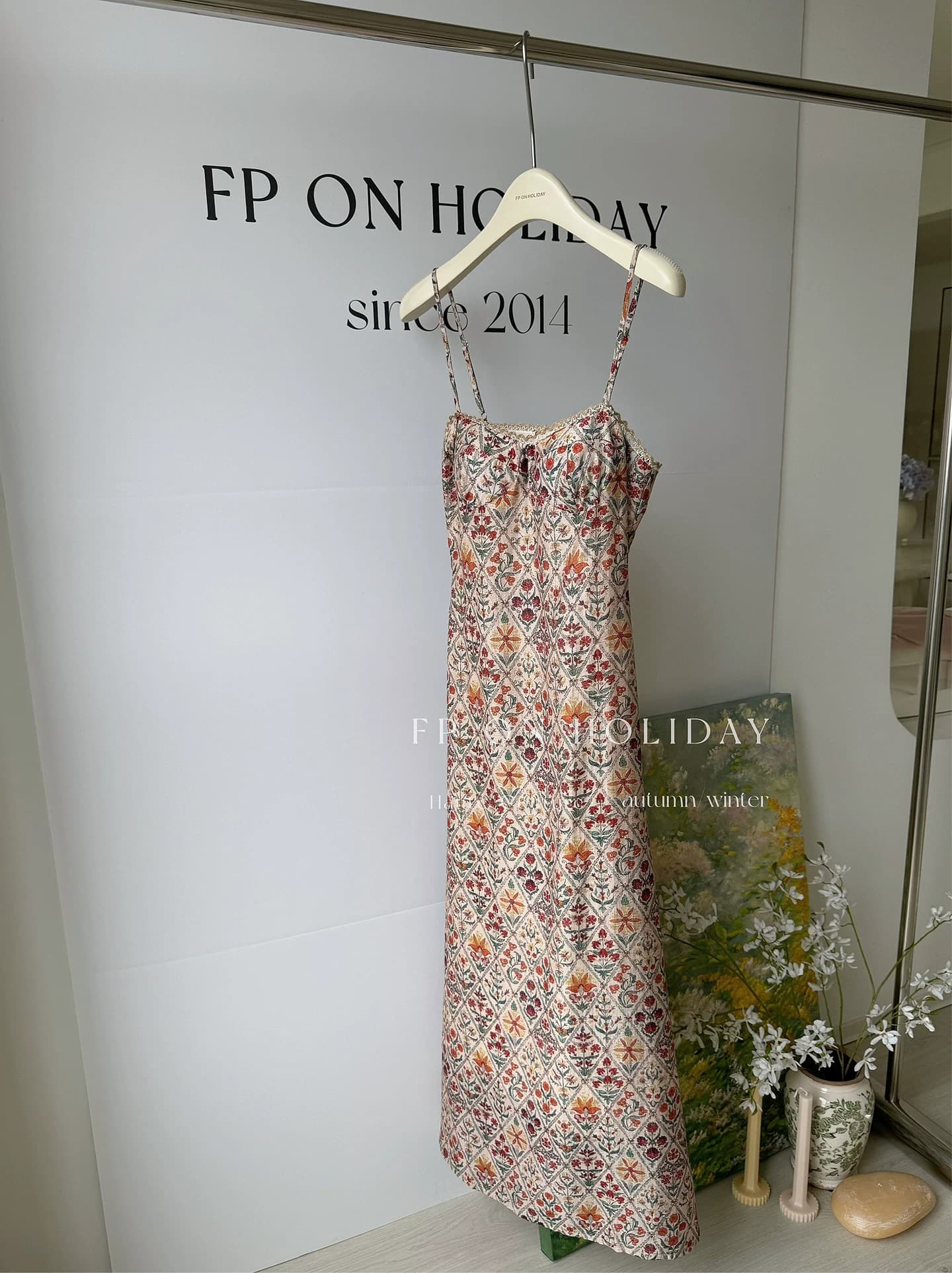 fpoh 프랑스식 차 휴식 꽃무늬 슬립 드레스 2026 자이언트 잘 생긴 ~ 중 치마 특별 아름다운 꼬집기 허리 치마 드레스 상세 이미지 8
