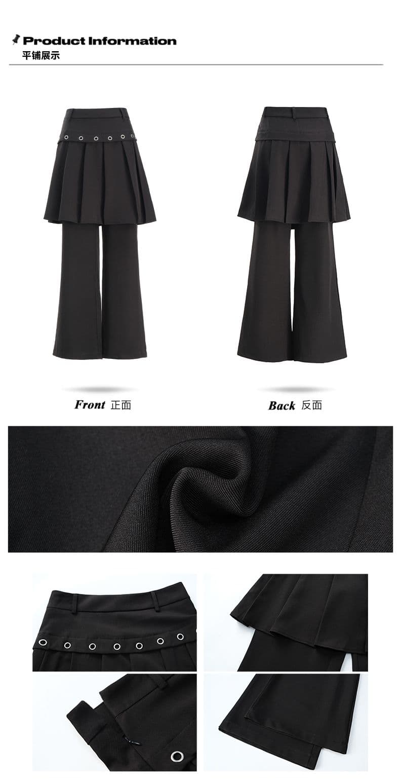 26th ootd 아메리칸 레트로 플리츠 치마바지 페이크 레이어드 디자인 센스 개성 정장 랩스커트팬츠 롱 바지 상세 이미지 4