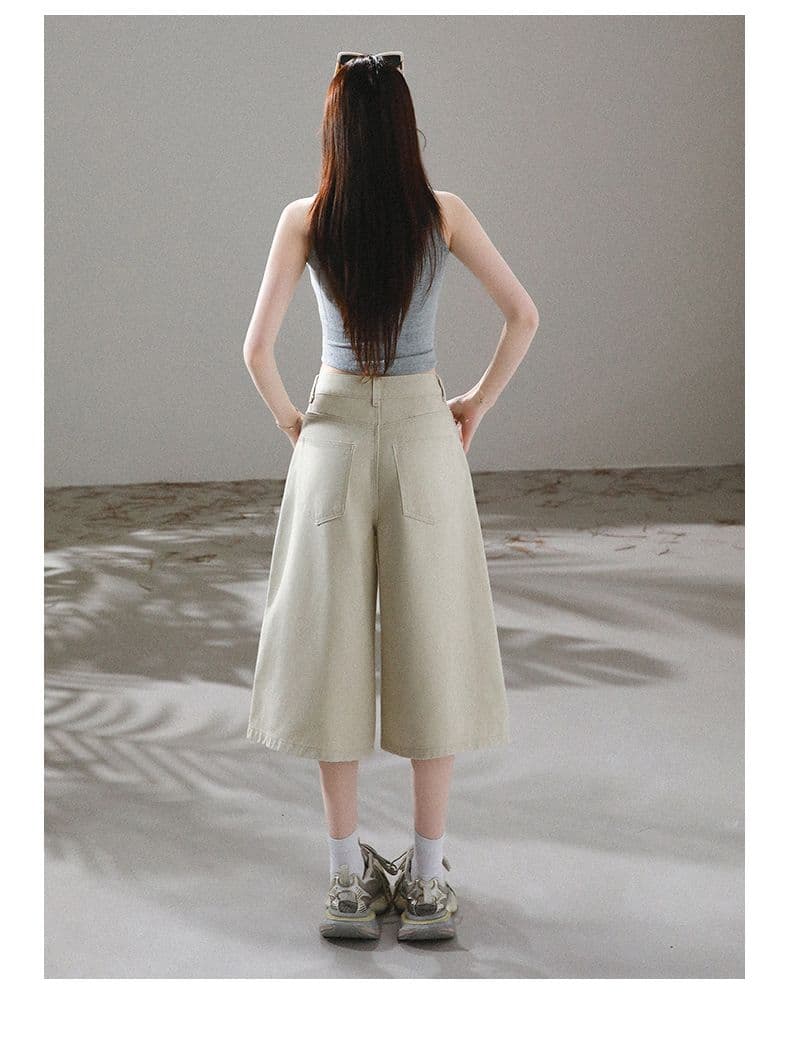 아메리칸 레트로 워싱 마 오래된 7부 바지 넓은 다리 데님 반바지 여성 여름 새로운 8 점 스트레이트 팬츠 상세 이미지 35