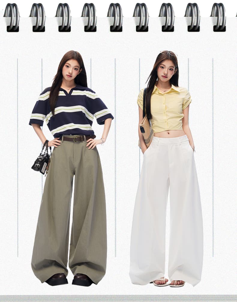 회색 녹색 금액 센스 카람 볼라 바지 3 차원 프로필 모양 마이크로 질감 센스 다용도 캐주얼 바지 긴 바지 여성 상세 이미지 2