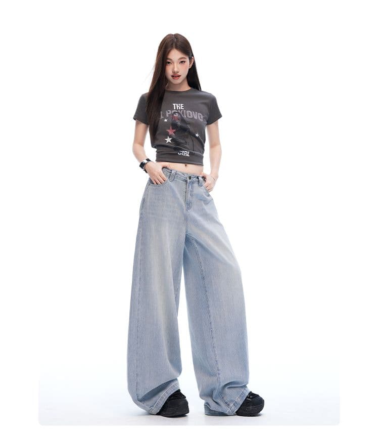 새로운 하늘색 면 소재 대나무 마디 수직 곡물 마 오래된 워시 물 수공 로우 웨이스트 루즈핏 청바지 여성 상세 이미지 8
