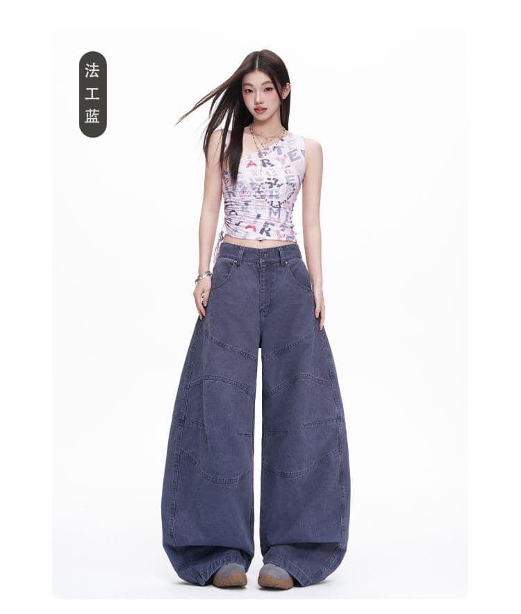 섹션 카키 색 프로필 모양 해체 3 차원 루즈핏 캐주얼 모통이 칼 바지 마 오래된 워싱 면 워크웨어 팬츠 여성 상세 이미지 11