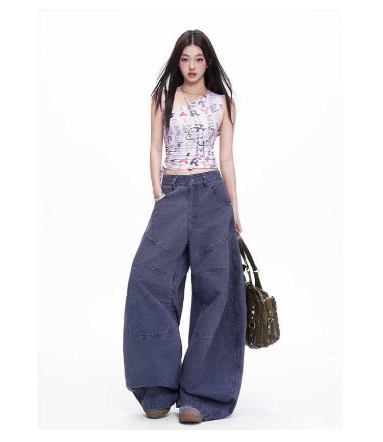섹션 카키 색 프로필 모양 해체 3 차원 루즈핏 캐주얼 모통이 칼 바지 마 오래된 워싱 면 워크웨어 팬츠 여성 상세 이미지 12