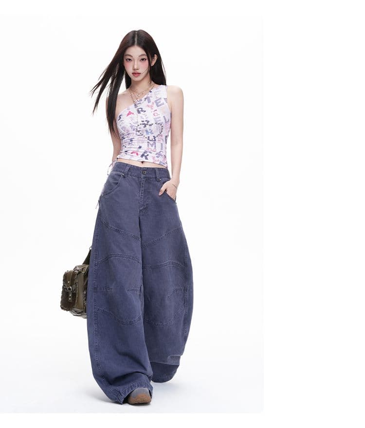 섹션 카키 색 프로필 모양 해체 3 차원 루즈핏 캐주얼 모통이 칼 바지 마 오래된 워싱 면 워크웨어 팬츠 여성 상세 이미지 14