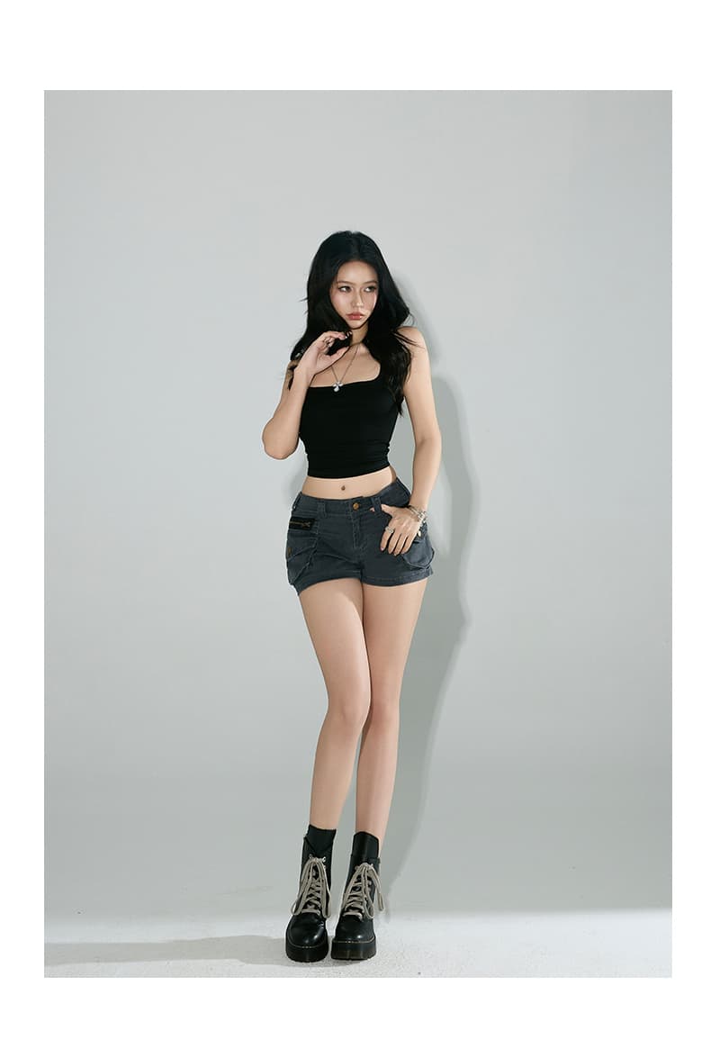 아메리칸 레트로 로우 웨이스트 핫걸 워크웨어 반바지 여름 기타 주머니 슬림해 보이는 타이트 스커트 핫 바지 청바지 여성 상세 이미지 10