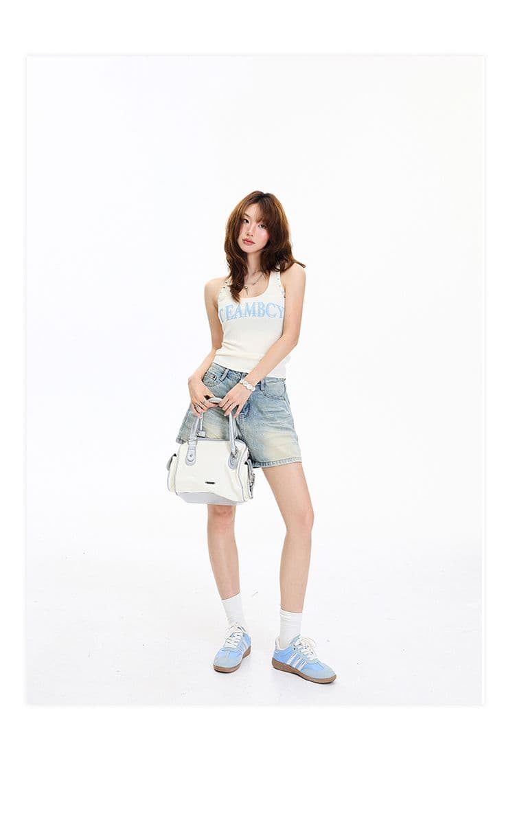 2 색 아메리칸 레트로 하이웨이스트 워싱 노스탤지어 루즈핏 와이드 레그 팬츠 주름 반바지 다용도 청바지 여성 새로운 상세 이미지 26