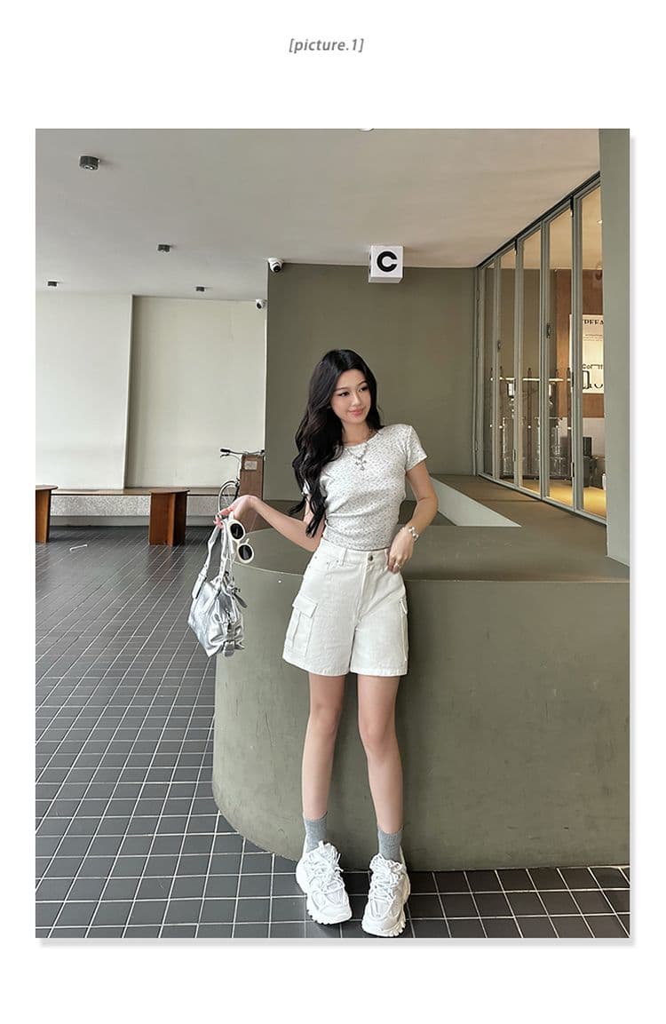 아메리칸 레트로 하이웨이스트 루즈핏 와이드 레그 팬츠 주머니 워크웨어 팬츠 다용도 슬림해 보이는 반바지 청바지 여성 상세 이미지 10