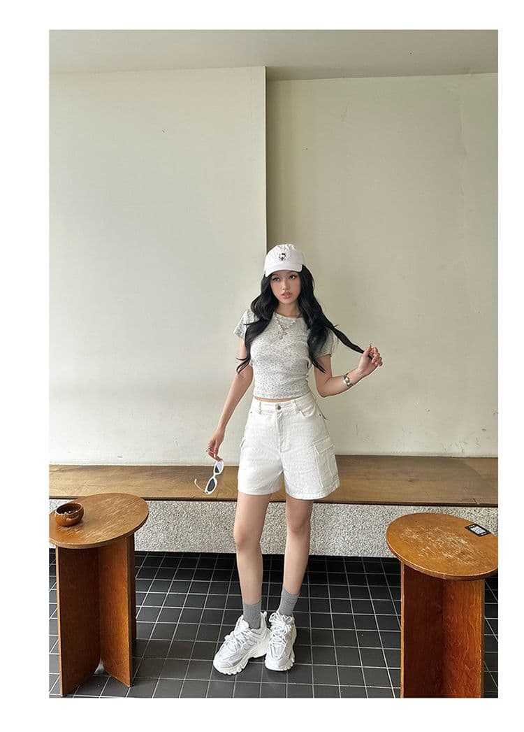 아메리칸 레트로 하이웨이스트 루즈핏 와이드 레그 팬츠 주머니 워크웨어 팬츠 다용도 슬림해 보이는 반바지 청바지 여성 상세 이미지 15